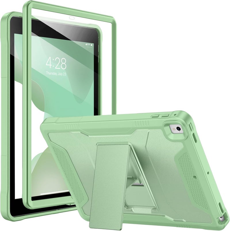 Soke Case for iPad 6th/5th Generation 9.7 Inch 2018/2017,with Built-in Screen Protector and Kickstand, Rugged Full-Body Heavy Duty Protective Cover for Apple iPad Air 2 /Pro 9.7 - Matcha Green - Image 1